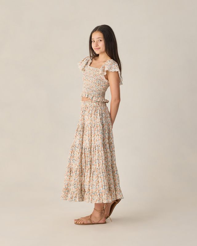 Rylee + Cru Teen Ruffle Tiered Maxi Skirt - Flower Fields