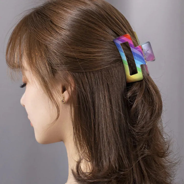 Hopscotch Kids Large Rainbow Stripe Claw Hair Clip