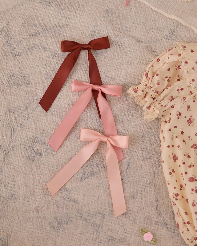 Noralee Satin Ribbon Bows - Blush, Red, Pink