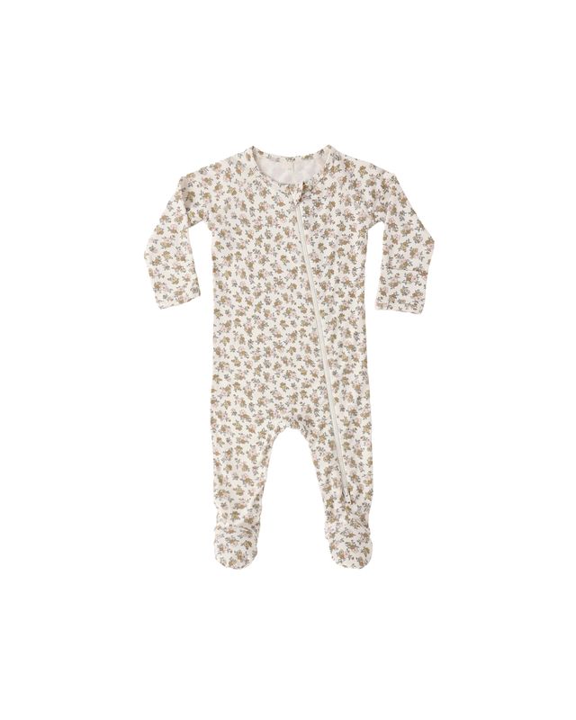 Quincy Mae Bamboo Zip Footie - Wildflower
