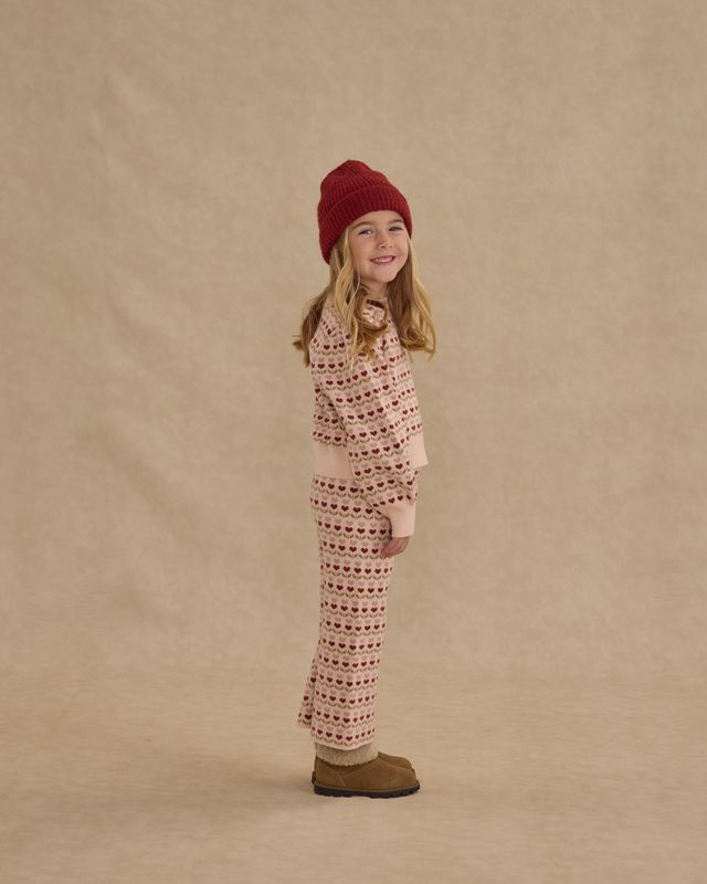 Rylee + Cru Jacquard Knit Set - Ruby Hearts