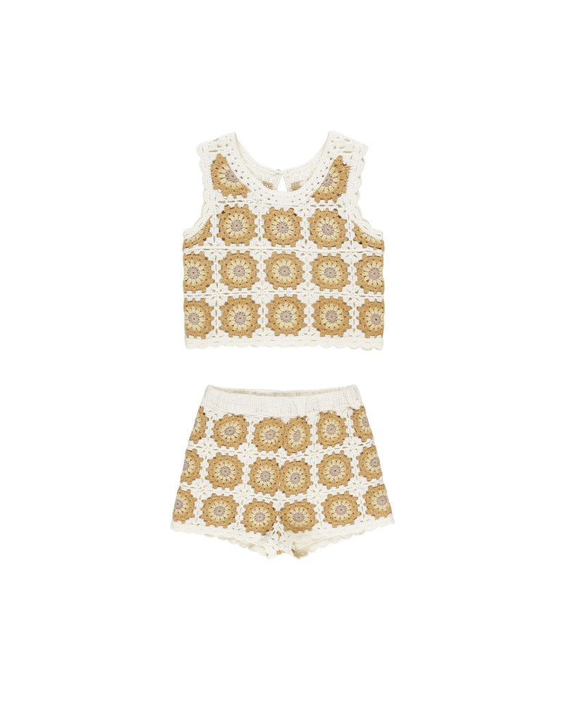 Rylee + Cru Crochet Tank Set - Marigold Daisy