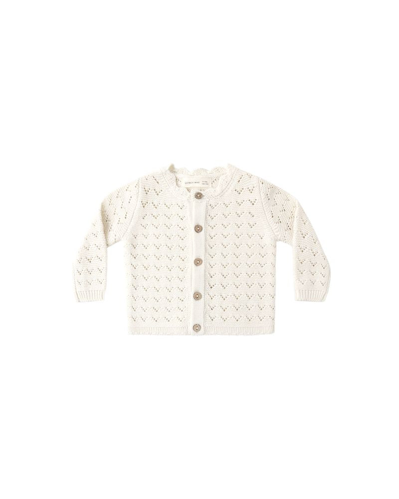 Quincy Mae Scalloped Cardigan - Natural