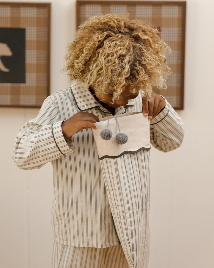 Rylee + Cru Long Sleeve Pajamas - Forest Pinstripe