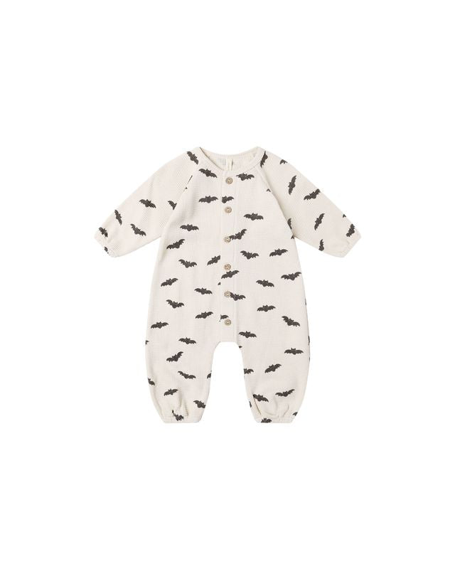 Quincy Mae Waffle Long Sleeve Jumpsuit - Bats