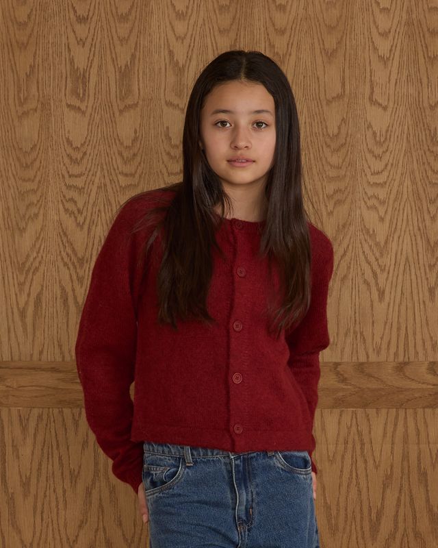 Rylee + Cru Teen Fuzzy Cardigan - Ruby