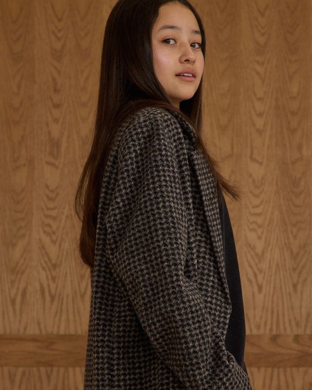 Rylee + Cru Teen Longline Coat - Micro Check