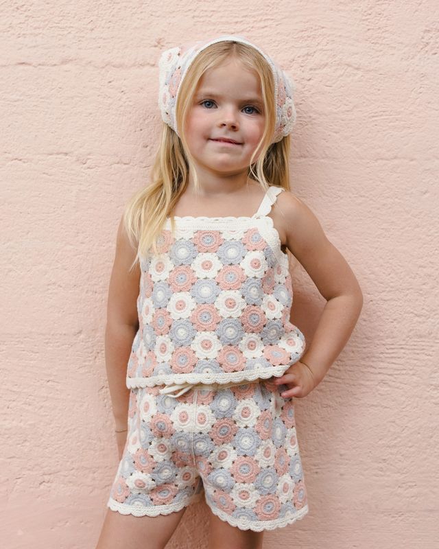 Rylee + Cru Lili Knit Set - Blue, Light Pink, Ivory