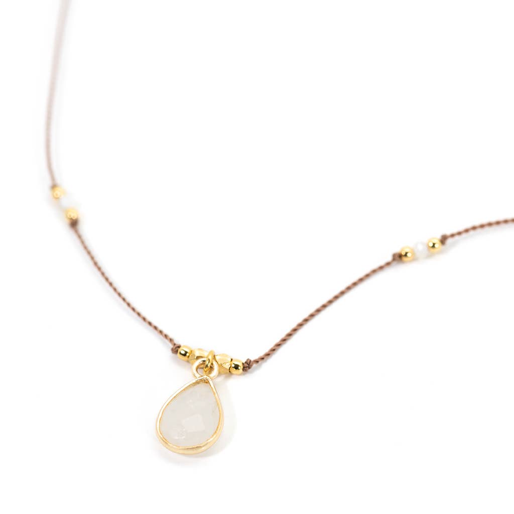 Bronwen Gemstone Necklace - Rainbow Moonstone