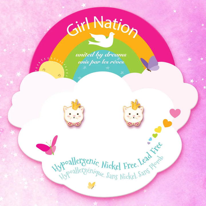 Girl Nation Kitty Princess Cutie Stud Earrings
