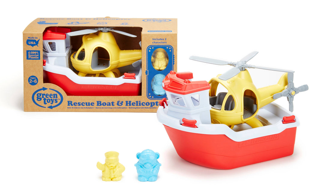 Green Toys Rescue Boat & Helicopter
