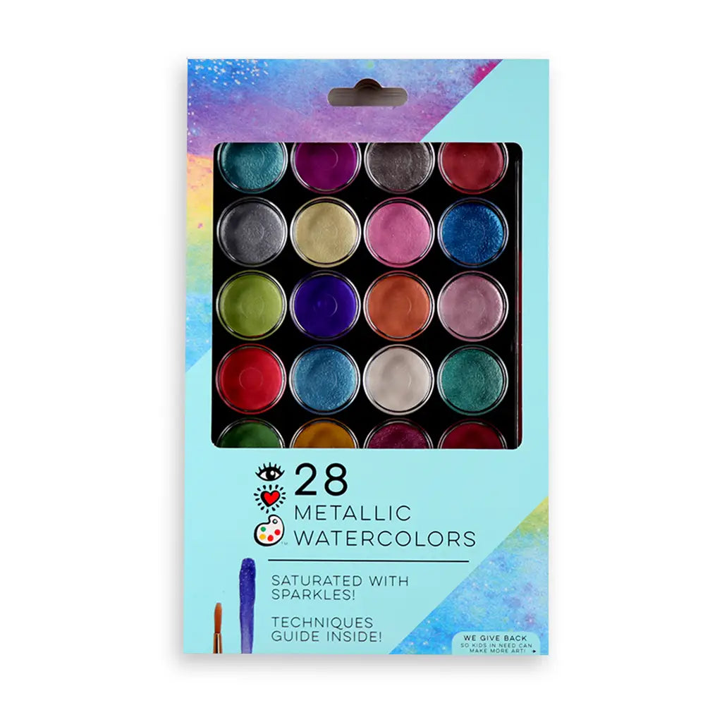 Bright Stripes iHeartArt 28 Metallic Watercolors