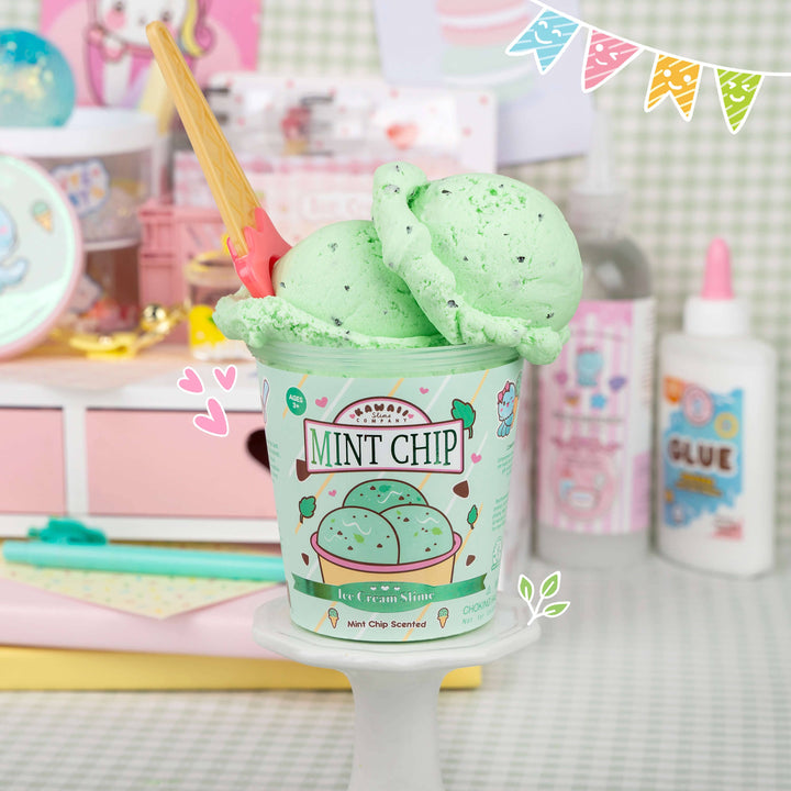 Kawaii Slime Mint Chip Scented Ice Cream Pint Slime