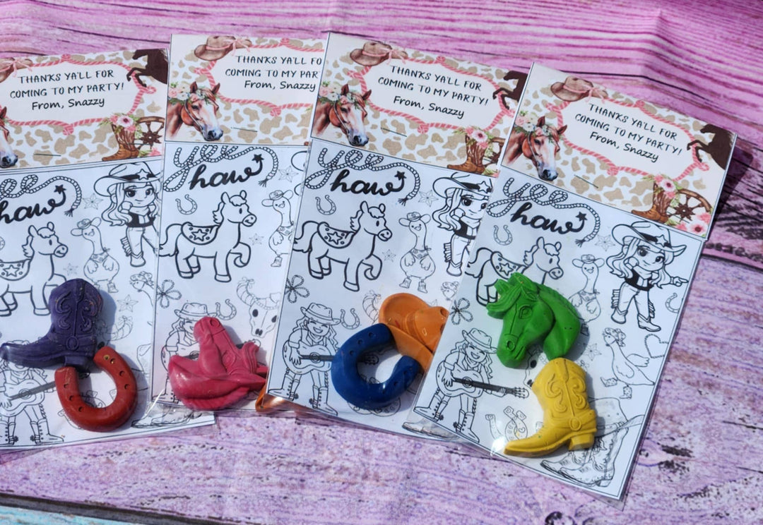 Snazzy Crayons Cowgirl Crayon Coloring Kit Western Birthday Party Favor
