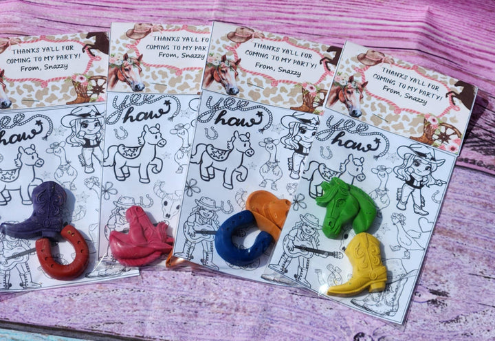 Snazzy Crayons Cowgirl Crayon Coloring Kit Western Birthday Party Favor