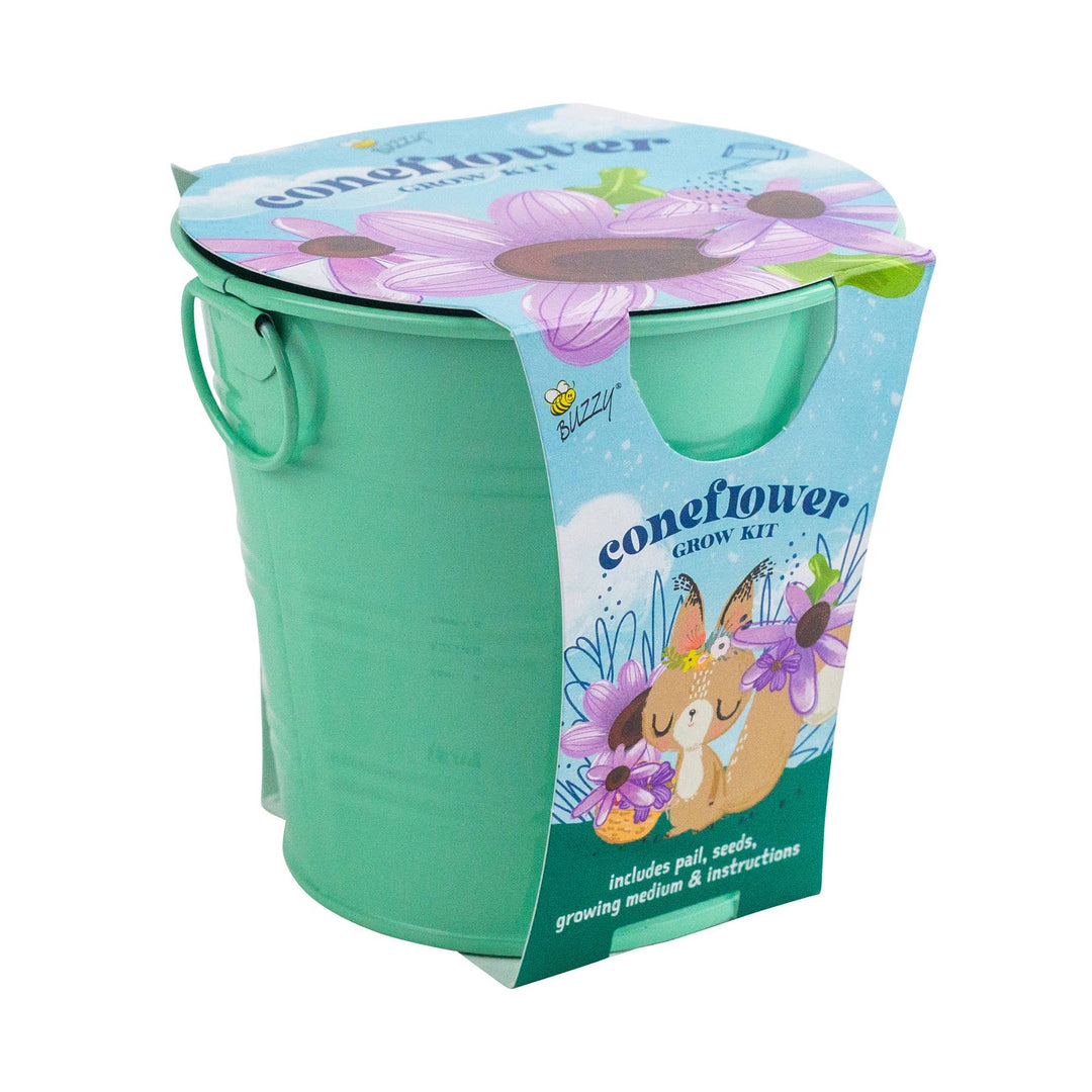 Buzzy Seeds Grow Gifts Kids Flower Grow Pail – Coneflower Garden Starter Gift