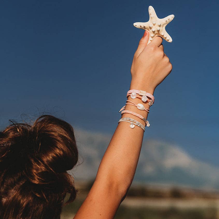 K'lani  "Shimmer" Coral with Shell Hair Tie Bracelets