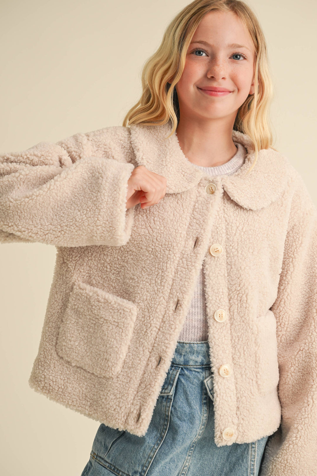 Heart And Arrow Sherpa Peter Pan Collar Jacket