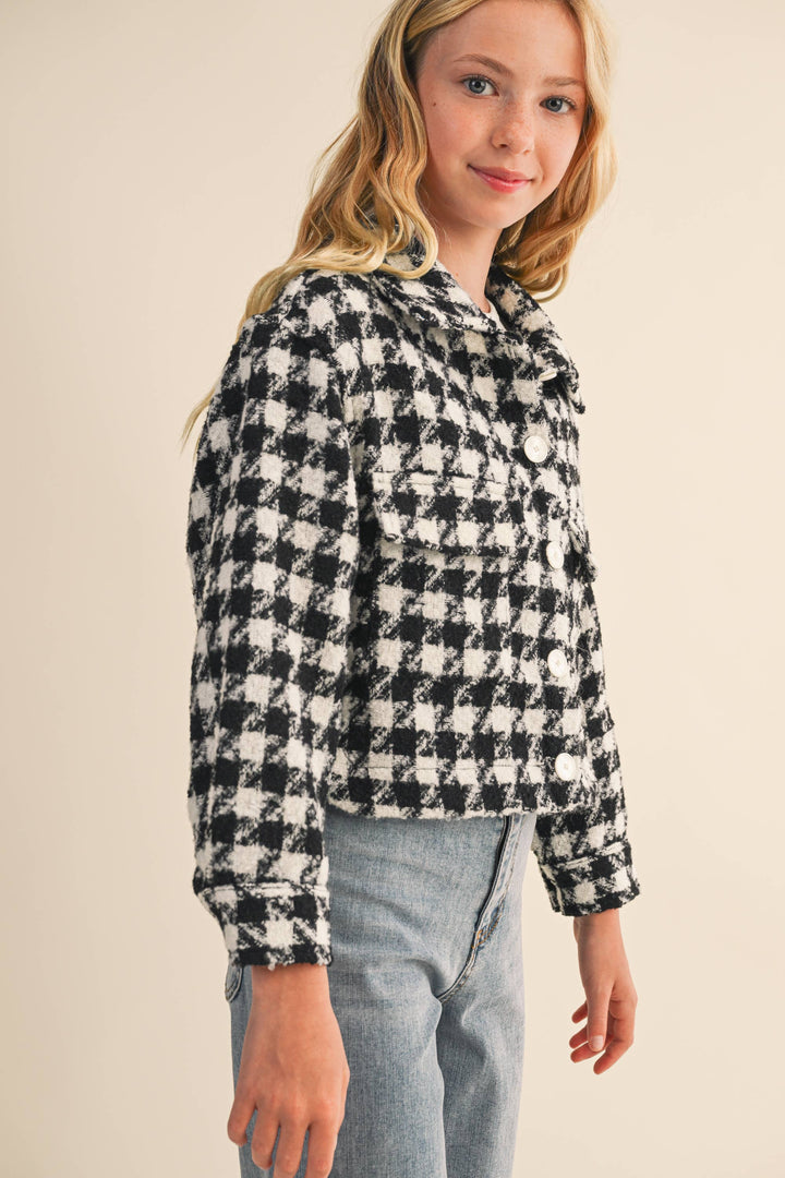 Heart And Arrow Tweed Houndstooth Pattern Jacket