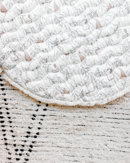 Crane Baby Quilted Playmat - Ezra Woodland
