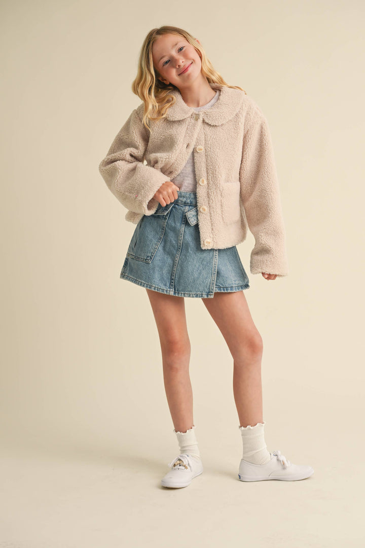 Heart And Arrow Sherpa Peter Pan Collar Jacket