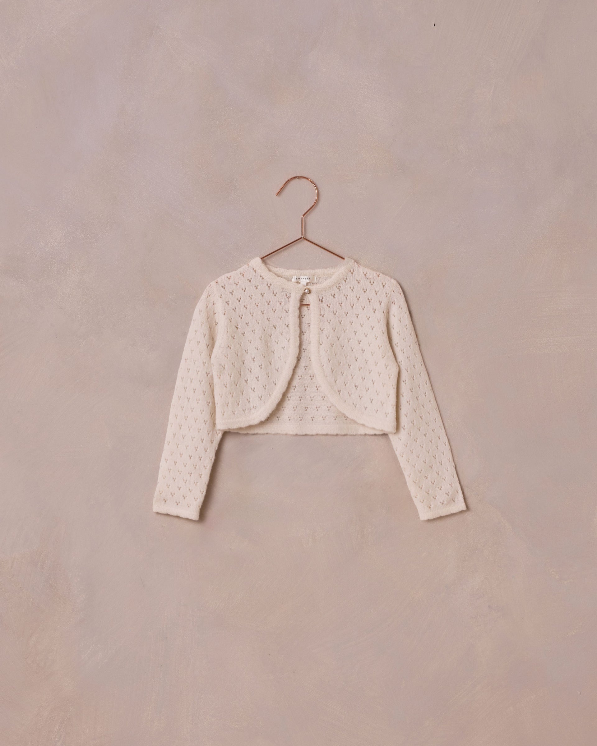Bolerostrickjacke (gilet Boléro Tricoté) Nougat London – Taille 3 – Blanc – Occasion Très Bon état – Référence ZC117