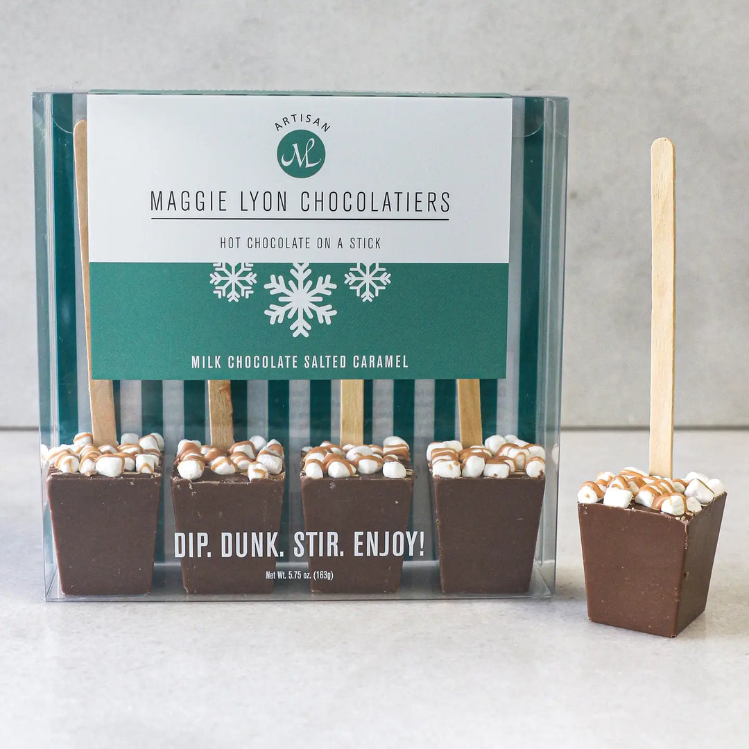 Maggie Lyon Chocolatiers 4pc Hot Chocolate On A Stick - Milk Chocolate Salted Caramel