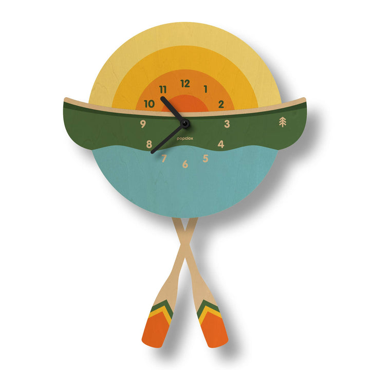 Popclox Canoe Pendulum Clock - Wood