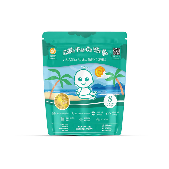 Little Toes On The Go Natural Swim Diapers 2-Pack - Small