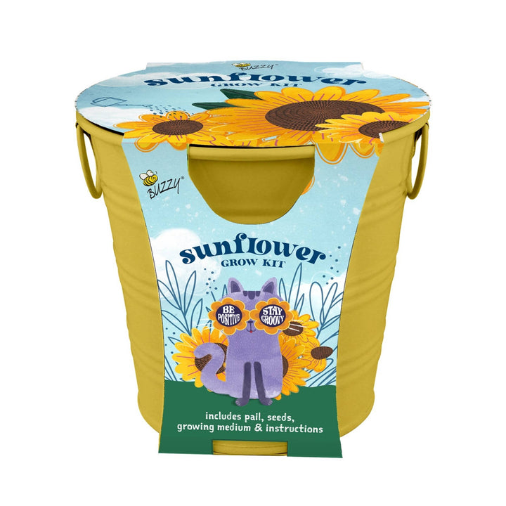 Buzzy Seeds Grow Gifts Kids Flower Grow Pail Sunflower Garden Kit – Indoor Gift