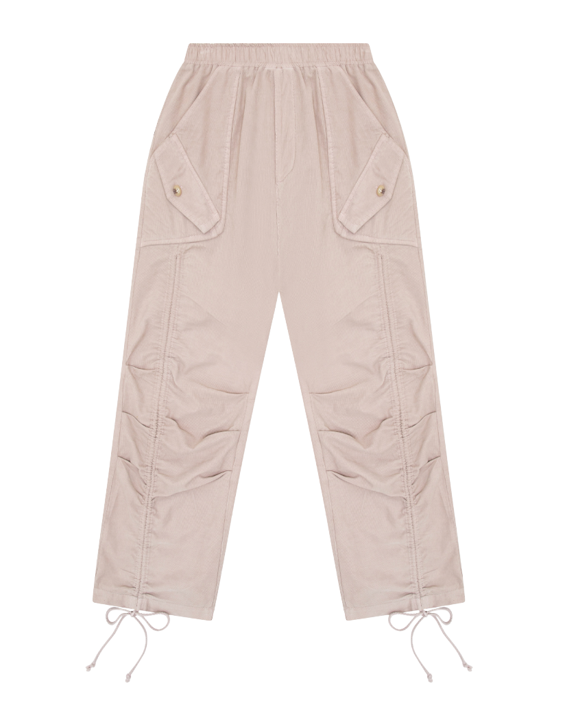 Tenly Corduroy Utility Ruched Pant - Soy Latte