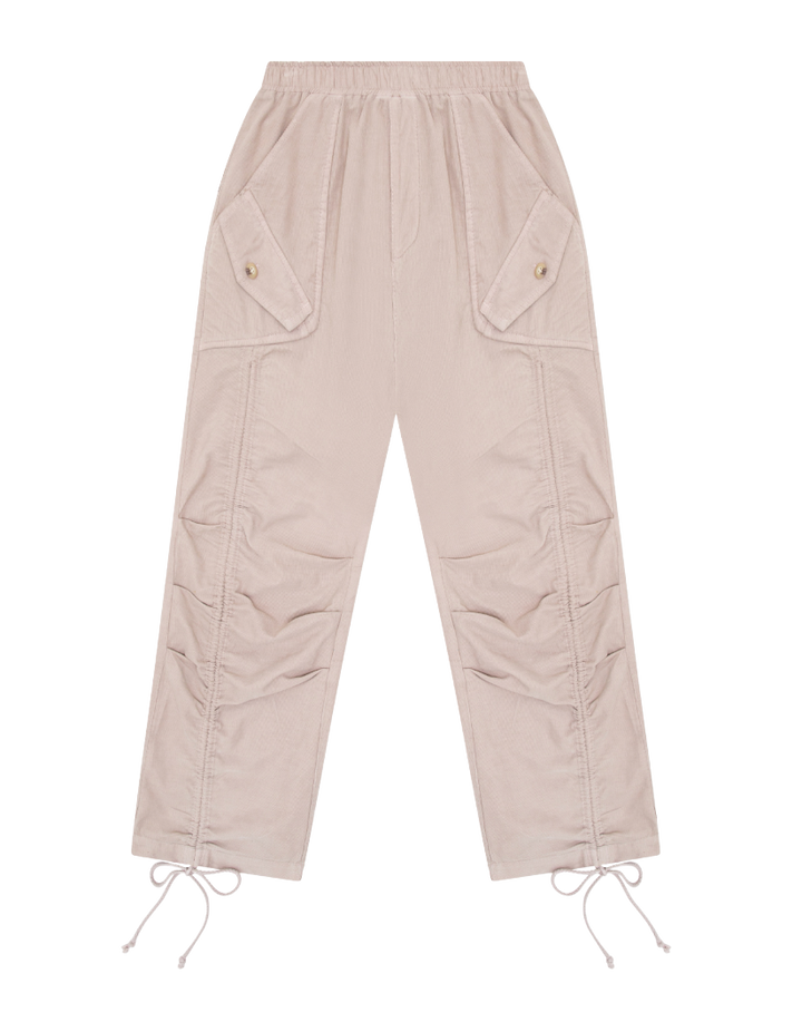 Tenly Corduroy Utility Ruched Pant - Soy Latte