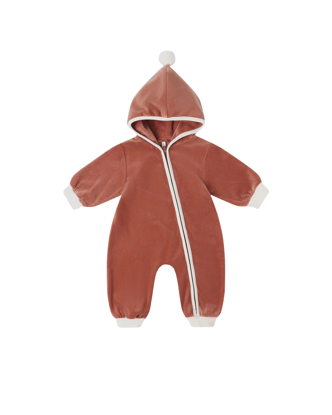 Quincy Mae Velour Zip Jumpsuit - Cranberry