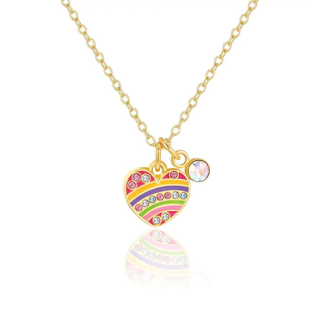 Girl Nation Sweet Petite Necklace- Crystal Rainbow Heart
