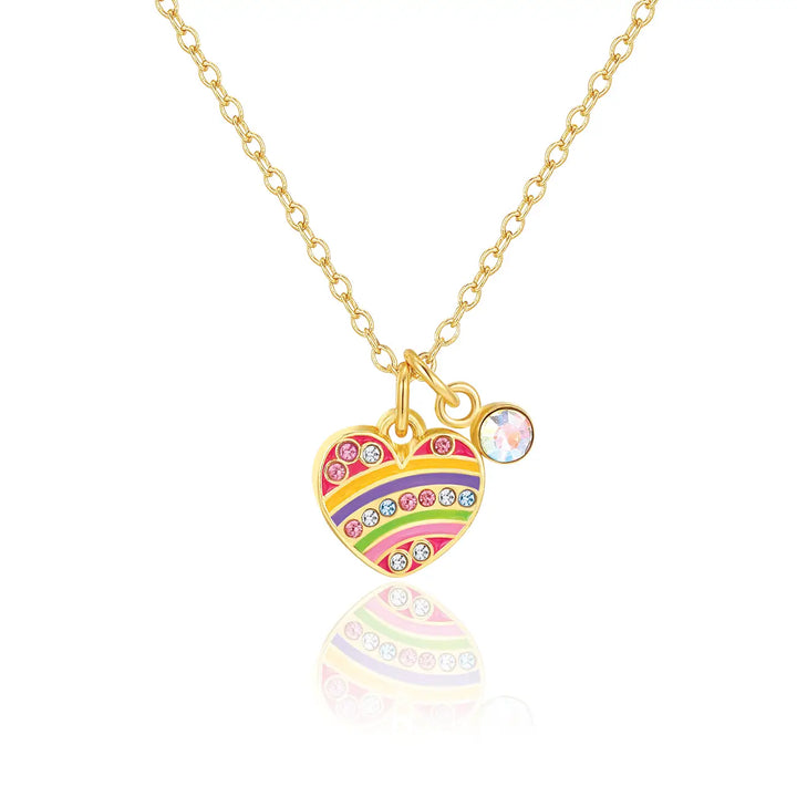 Girl Nation Sweet Petite Necklace- Crystal Rainbow Heart