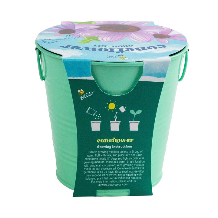 Buzzy Seeds Grow Gifts Kids Flower Grow Pail – Coneflower Garden Starter Gift