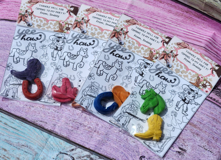 Snazzy Crayons Cowgirl Crayon Coloring Kit Western Birthday Party Favor