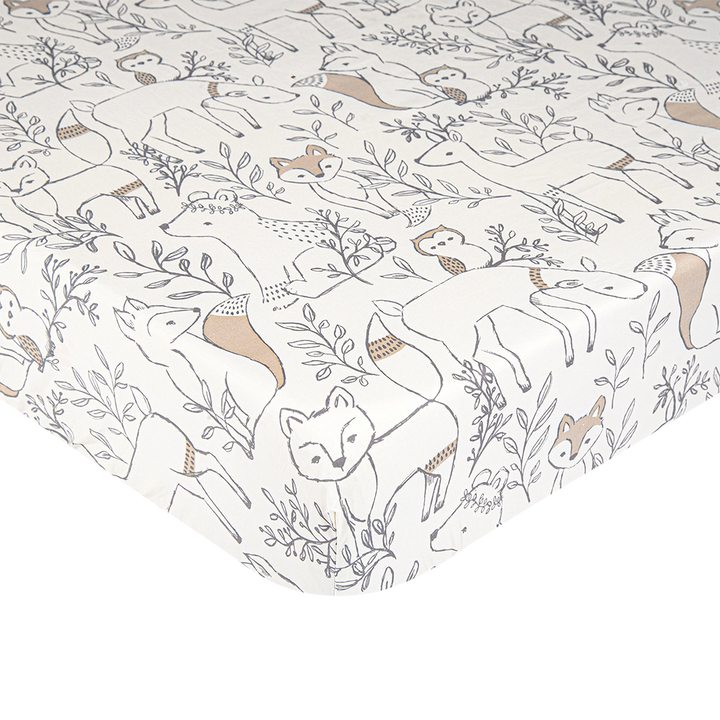 Crane Baby Crib Sheet - Ezra Woodland