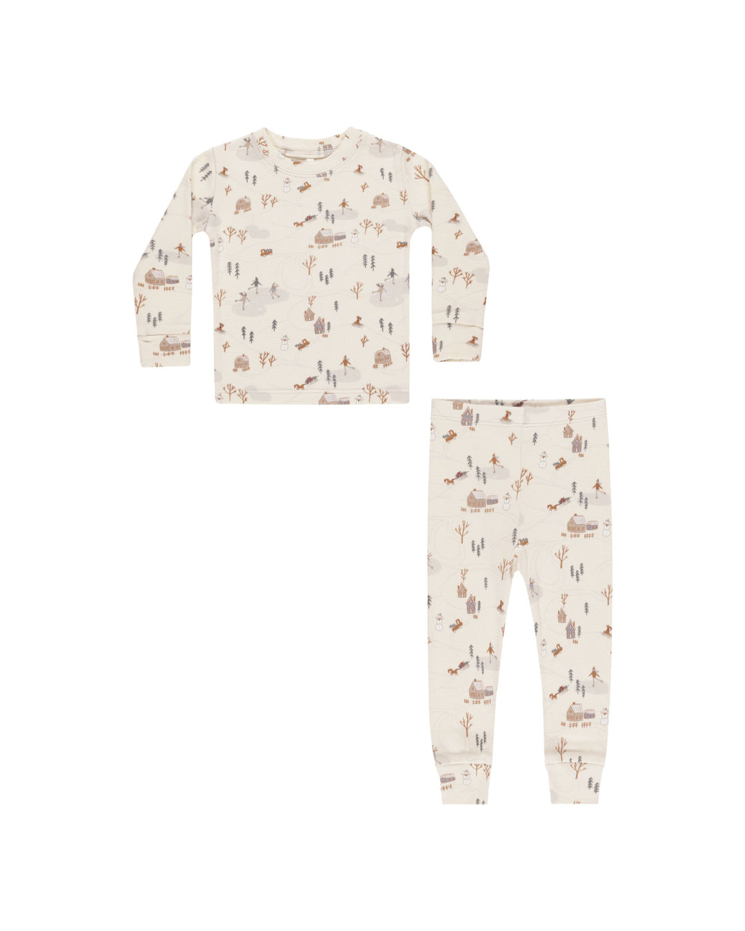 Rylee + Cru Organic Long Sleeve Pajama Set - Winter Town