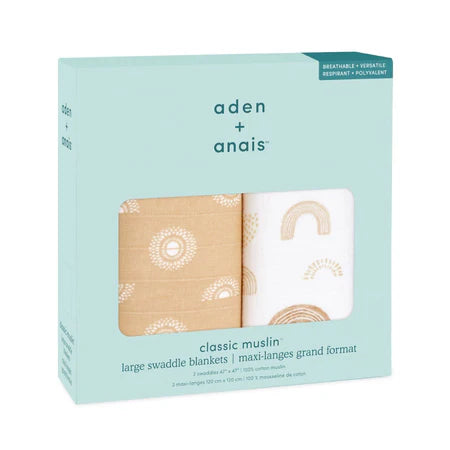 Aden + Anais Boutique 100% Cotton Muslin Swaddle Blanket 2 Pack - Keep Rising