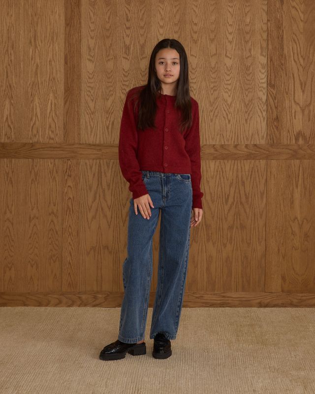 Rylee + Cru Teen Fuzzy Cardigan - Ruby