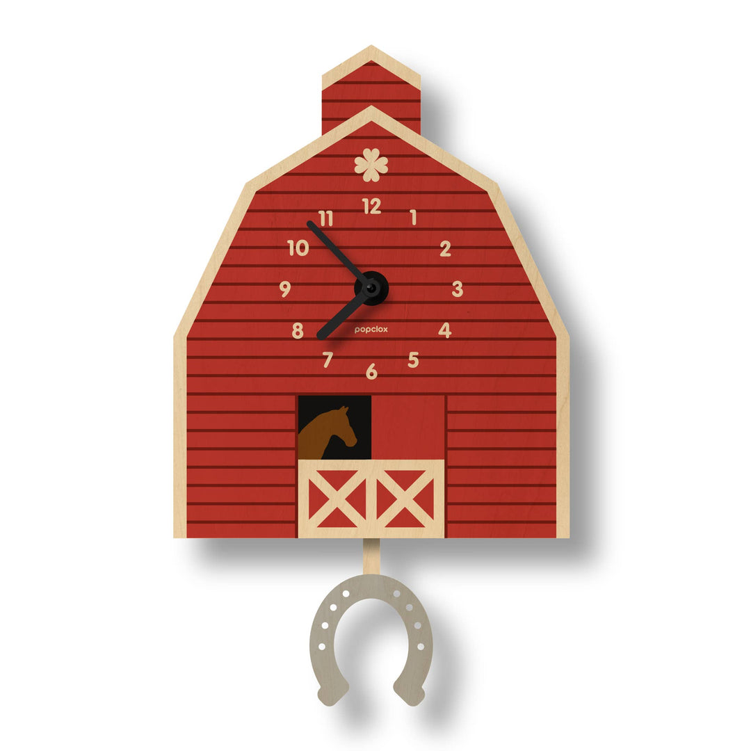 Popclox Horse Barn Pendulum Clock - Wood