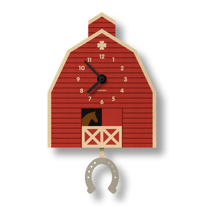 Popclox Horse Barn Pendulum Clock - Wood
