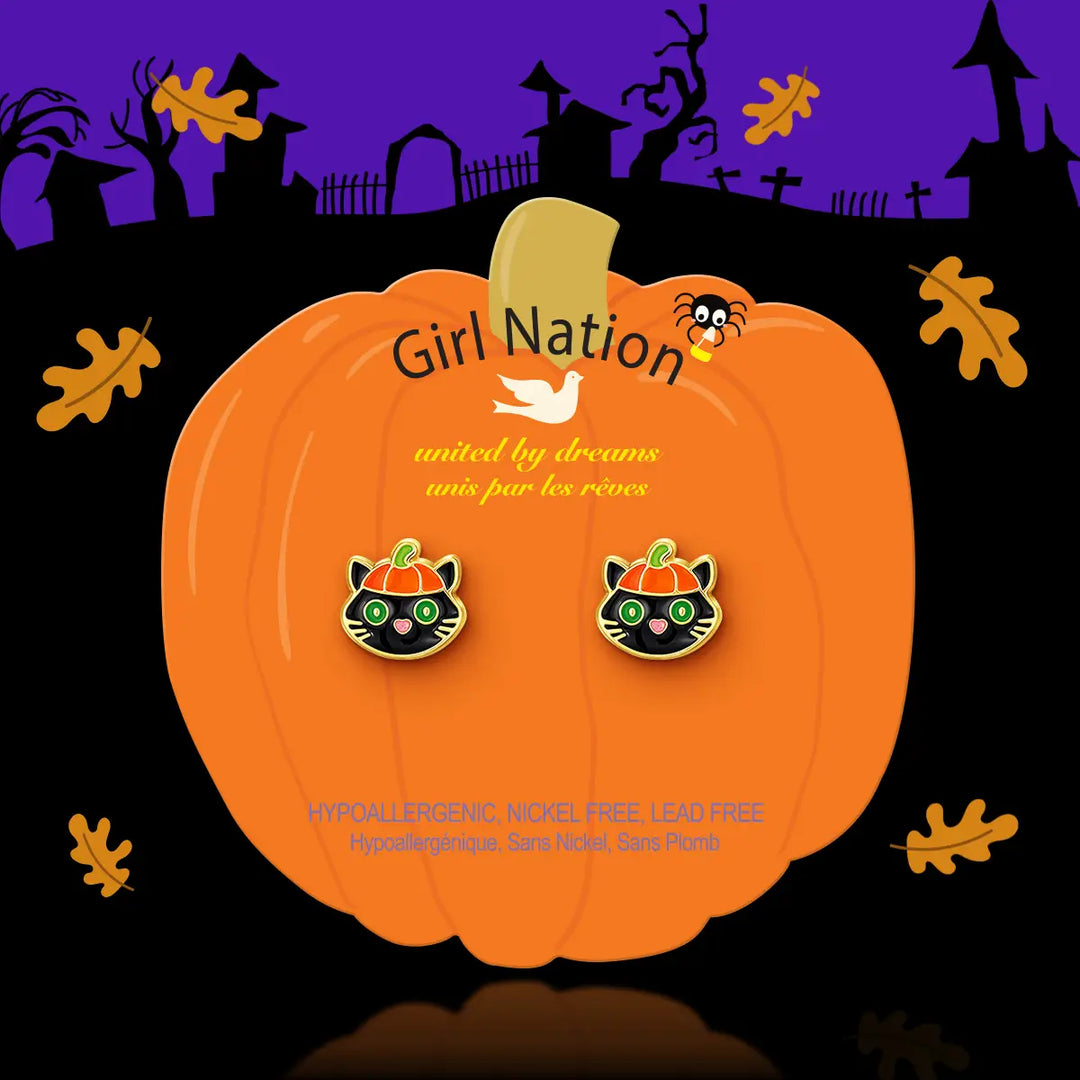 Girl Nation Purr-Fectly Spooky Cutie Stud Earrings