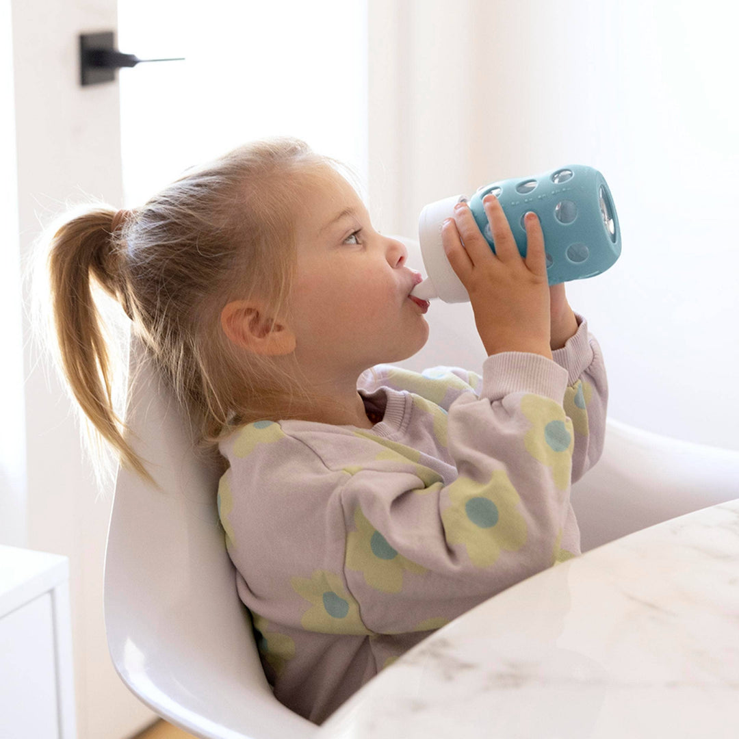 LifeFactory 8oz Glass Baby Bottle with Hard Sippy Spout