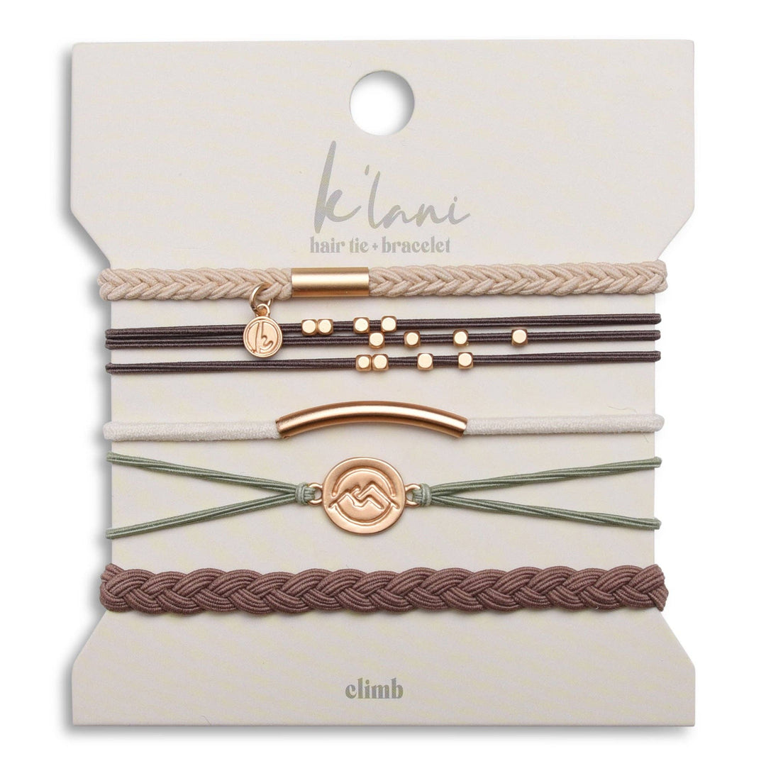 K'lani "Climb" Gold Mountain Peak Charm Hair Tie Bracelets