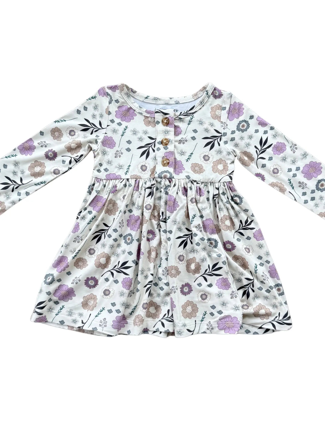 Babysprouts Long Sleeve Henley Dress - Winter Floral