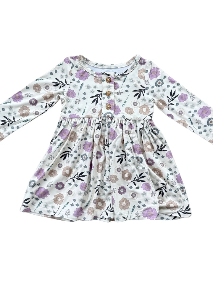 Babysprouts Long Sleeve Henley Dress - Winter Floral