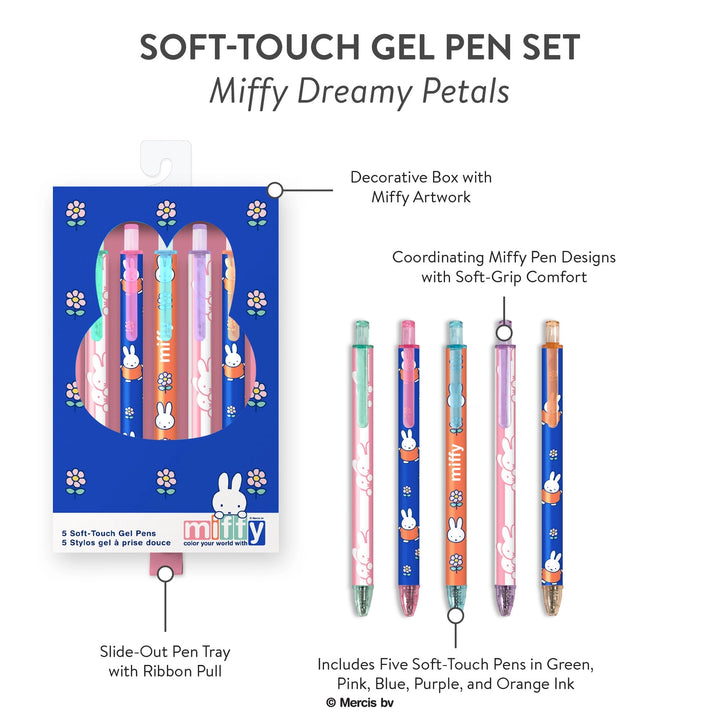 Studio Oh! Miffy Dreamy Petals Soft-Touch Gel Pen Set