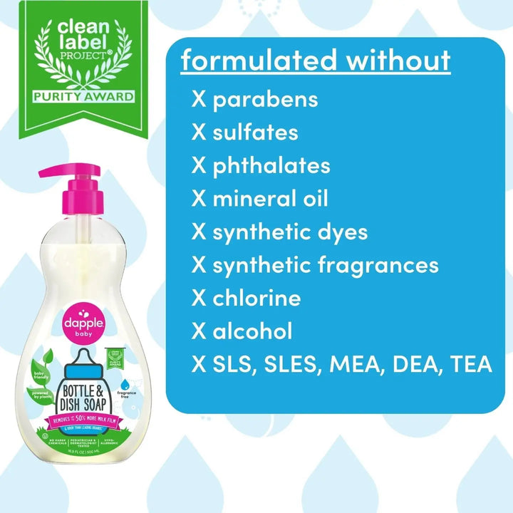 Dapple Baby Bottle & Dish Soap-Fragrance Free 16.9 oz.